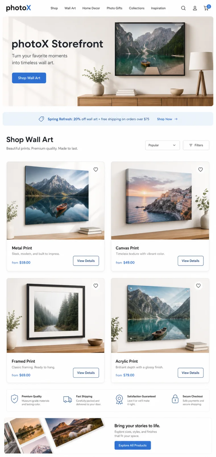 photoX online storefront visualization